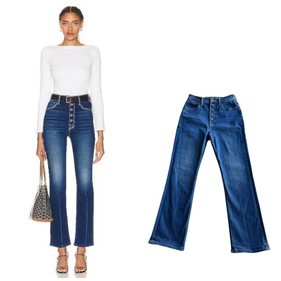 MOTHER Denim - MOTHER The Pixie Rider Ankle Jean Taxi Blue Size 27 Flare NWOT High Rise
